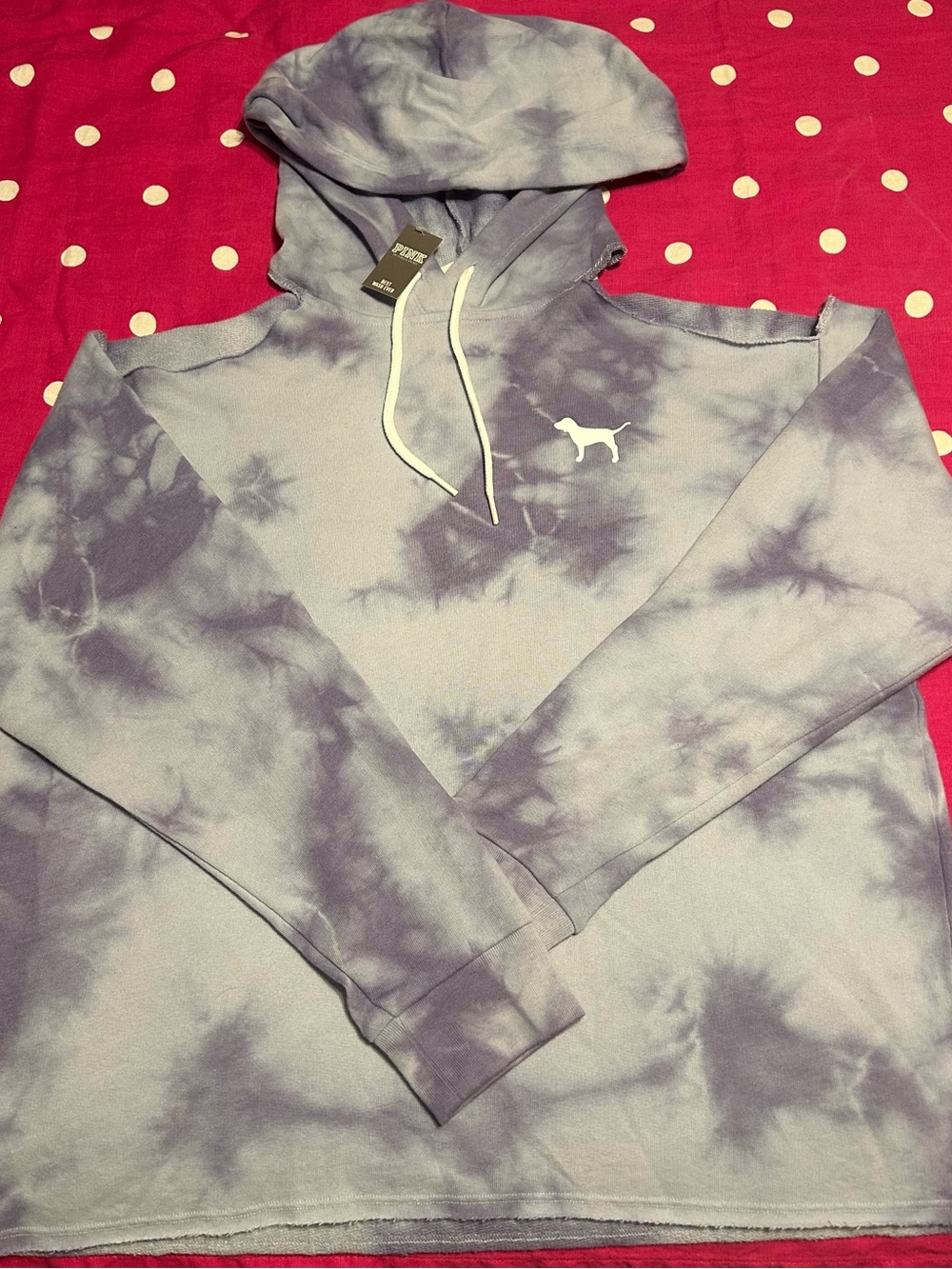 Victoria's Secret Lavender Tie-Dye PINK Logo Hoodie Small